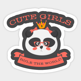 Cute girls rule the world Panda Sticker